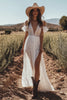 Load image into Gallery viewer, Ivory Deep V-Neck Lace Boho Maxi Western Wedding Dress with Ruffles