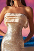 Load image into Gallery viewer, Sparkly Champagne Sequin Strapless Tight Short Cocktail Dress