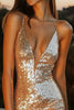Load image into Gallery viewer, Sparkly Gold Deep V-Neck Tight Sequin Short Cocktail Dress