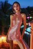 Load image into Gallery viewer, Sparkly Pink Sequin Bodycon Short Cocktail Dress with Keyhole