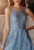 Load image into Gallery viewer, Sparkly Blue Sequin A Line Short Cocktail Dress