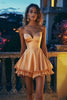 Load image into Gallery viewer, Light Orange Satin Sweetheart Short Prom Dress with Ruffles