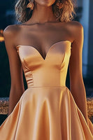 Load image into Gallery viewer, Light Orange Satin Sweetheart Short Prom Dress with Ruffles