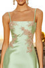 Load image into Gallery viewer, Sage Green Floral Spaghetti Straps Short Cocktail Dress