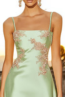 Load image into Gallery viewer, Sage Green Floral Spaghetti Straps Short Cocktail Dress