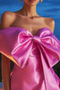 Load image into Gallery viewer, Fuchsia Satin Strapless Short Prom Dress with Bow