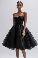 Load image into Gallery viewer, Black Sweetheart Tulle A Line Midi Cocktail Dress