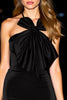 Load image into Gallery viewer, Black Halter Bodycon Short Satin Cocktail Dress with Bow