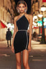 Load image into Gallery viewer, Sparkly Black Bodycon Short Cocktail Dress with Rhinestones