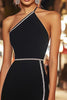 Load image into Gallery viewer, Sparkly Black Bodycon Short Cocktail Dress with Rhinestones