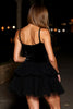 Load image into Gallery viewer, Black Velvet Corset Tiered Short Prom Dress with Ruffles