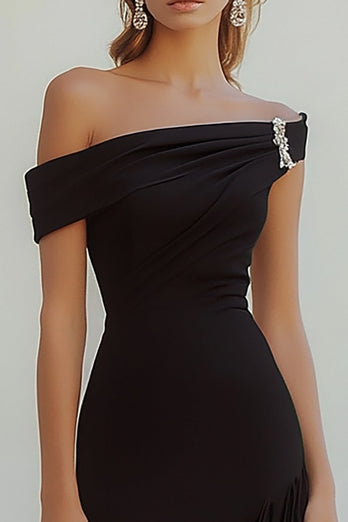 Black Bodycon One Shoulder Short Cocktail Dress