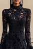 Load image into Gallery viewer, Black High Neck Lace Short Cocktail Dress with Sleeves