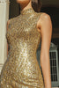 Load image into Gallery viewer, Sparkly Gold Tight High Neck Short Sequins Cocktail Dress