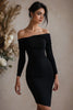 Load image into Gallery viewer, Black Off the Shoulder Tight Short Cocktail Dress with Sleeves