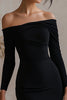 Load image into Gallery viewer, Black Off the Shoulder Tight Short Cocktail Dress with Sleeves