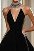 Load image into Gallery viewer, Simple Black A Line Strapless Short Satin Cocktail Dress