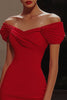 Load image into Gallery viewer, Red Tight Off the Shoulder Satin Short Cocktail Dress