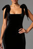 Load image into Gallery viewer, Black Satin Square Neck Sheath Long Formal Dress