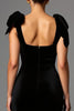 Load image into Gallery viewer, Black Satin Square Neck Sheath Long Formal Dress