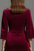 Load image into Gallery viewer, Burgundy V-Neck Velvet Half Sleeves Long Holiday Party Dress