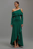Load image into Gallery viewer, Dark Green One Shoulder Ruffled High-Low Formal Dress with Sleeves