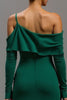 Load image into Gallery viewer, Dark Green One Shoulder Ruffled High-Low Formal Dress with Sleeves