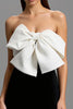 Load image into Gallery viewer, Black and White Long Strapless Satin Formal Dress with Bows