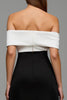 Load image into Gallery viewer, Black and White Satin Sheath Long Formal Dress with Bows
