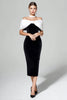Load image into Gallery viewer, Black and White Bodycon Velvet Maxi Holiday Party Dress with Bow