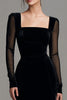 Load image into Gallery viewer, Black Velvet Sheath Long Sleeves Holiday Party Dress with Slit
