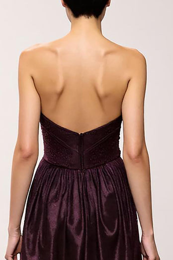 Simple Coffee Strapless Long Sheath Evening Dress