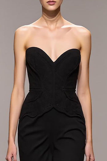 Black Sweetheart Long Mermaid Evening Dress with Slit