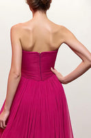 Load image into Gallery viewer, Pink Ruched Strapless Maxi Evening Dress with Slit