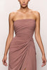 Load image into Gallery viewer, Blush Strapless Backless Ruched Long Evening Dress with Slit