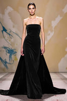 Load image into Gallery viewer, Dark Red Strapless Velvet Long Evening Dress