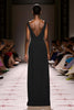 Load image into Gallery viewer, Simple Ivory V-Neck Satin Sheath Backless Long Evening Dress