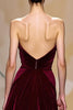 Load image into Gallery viewer, Dark Red Strapless Velvet Long Evening Dress