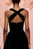 Load image into Gallery viewer, Simple Black Keyhole Velvet Long Evening Dress