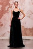 Load image into Gallery viewer, Simple Black Velvet Spaghetti Straps Long Evening Dress