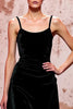 Load image into Gallery viewer, Simple Black Velvet Spaghetti Straps Long Evening Dress