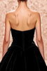 Load image into Gallery viewer, Simple Black Strapless A Line Velvet Long Evening Dress