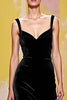 Load image into Gallery viewer, Simple Black Long Velvet Sheath Evening Dress