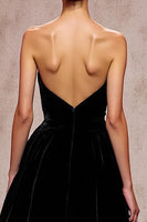 Load image into Gallery viewer, Simple Black Backless Velvet Long Evening Dress