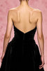 Load image into Gallery viewer, Simple Black Velvet A Line Strapless Long Evening Dress with Slit