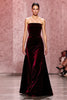 Load image into Gallery viewer, Dark Red Velvet Strapless Long Sheath Evening Dress