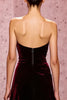 Load image into Gallery viewer, Dark Red Velvet Strapless Long Sheath Evening Dress