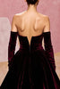 Load image into Gallery viewer, Dark Red A Line Velvet Long Sweetheart Evening Dress
