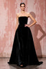 Load image into Gallery viewer, Simple Black A Line Strapless Long Velvet Evening Dress