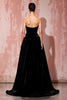 Load image into Gallery viewer, Simple Black A Line Strapless Long Velvet Evening Dress